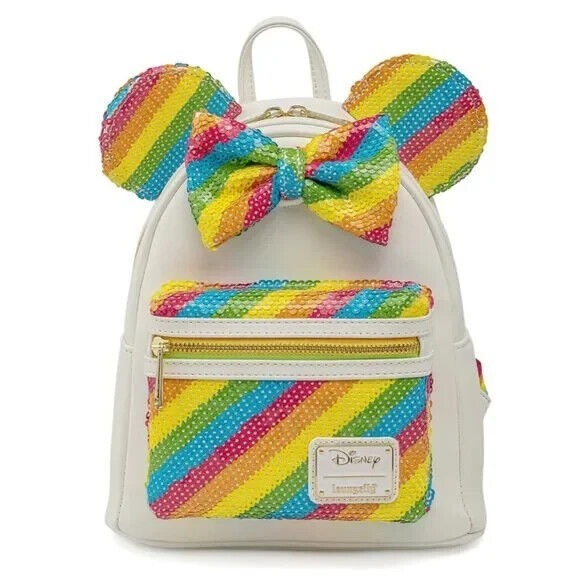 Loungefly Disney sequin rainbow Minnie Mouse mini‎ backpack - Picture 2 of 9